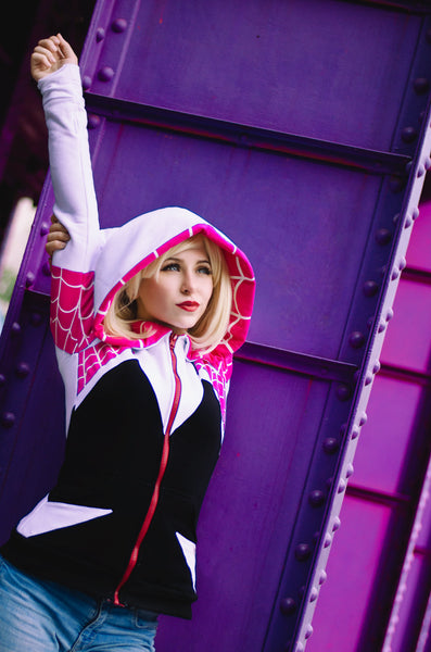 Pink spider comics animation  cartoon Female cosplay hoodie