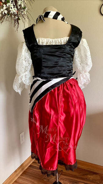 1700s 18th Century gown princess dress costume Rococo Pirate gothic red black steampunk corset