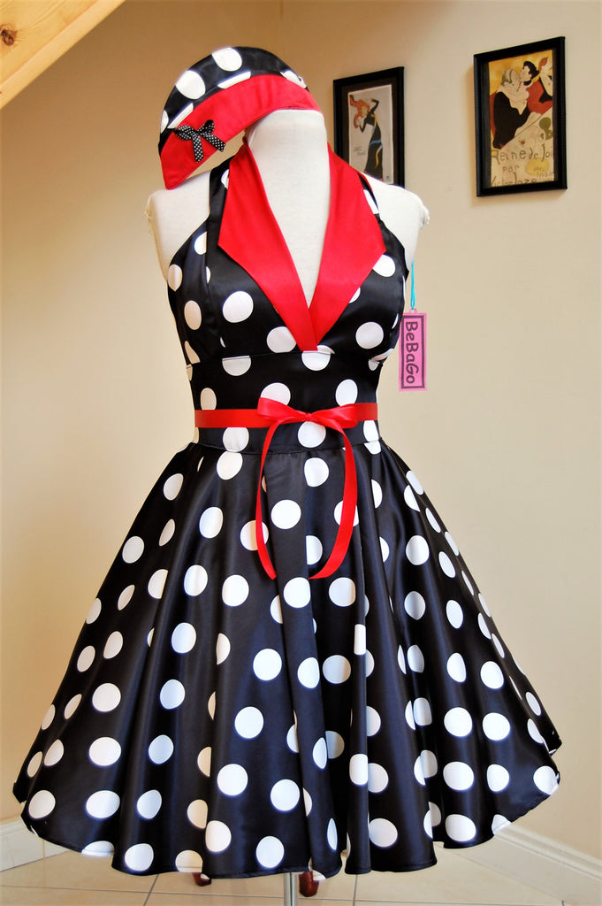 Polka dots black & white Pin up dress Rockabilly dress – Cosplayrr Polka dots black & white Pin up dress Rockabilly dress – Cosplayrr