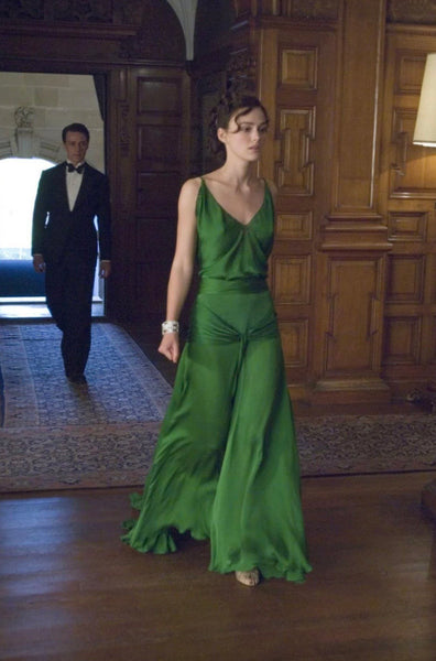 Handmade Satin Dress Romantic Evening Satin Hand Applied Beads Dress ATONEMENT GREEN DRESS silk green dress