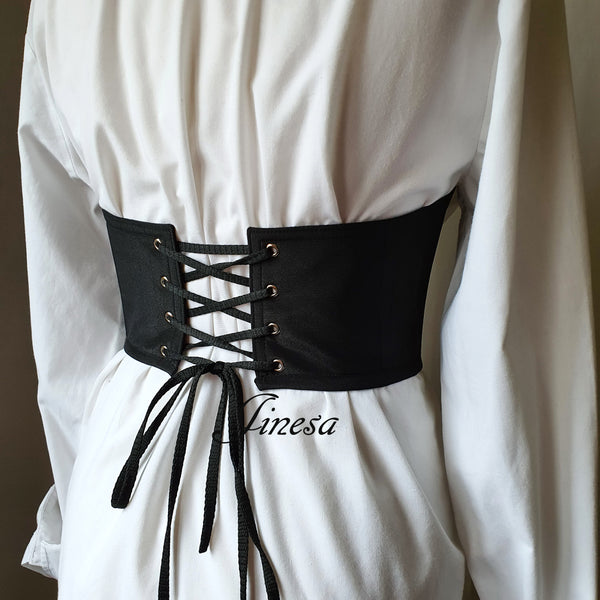Gothic waist satin corset Сupless underbust corset zip