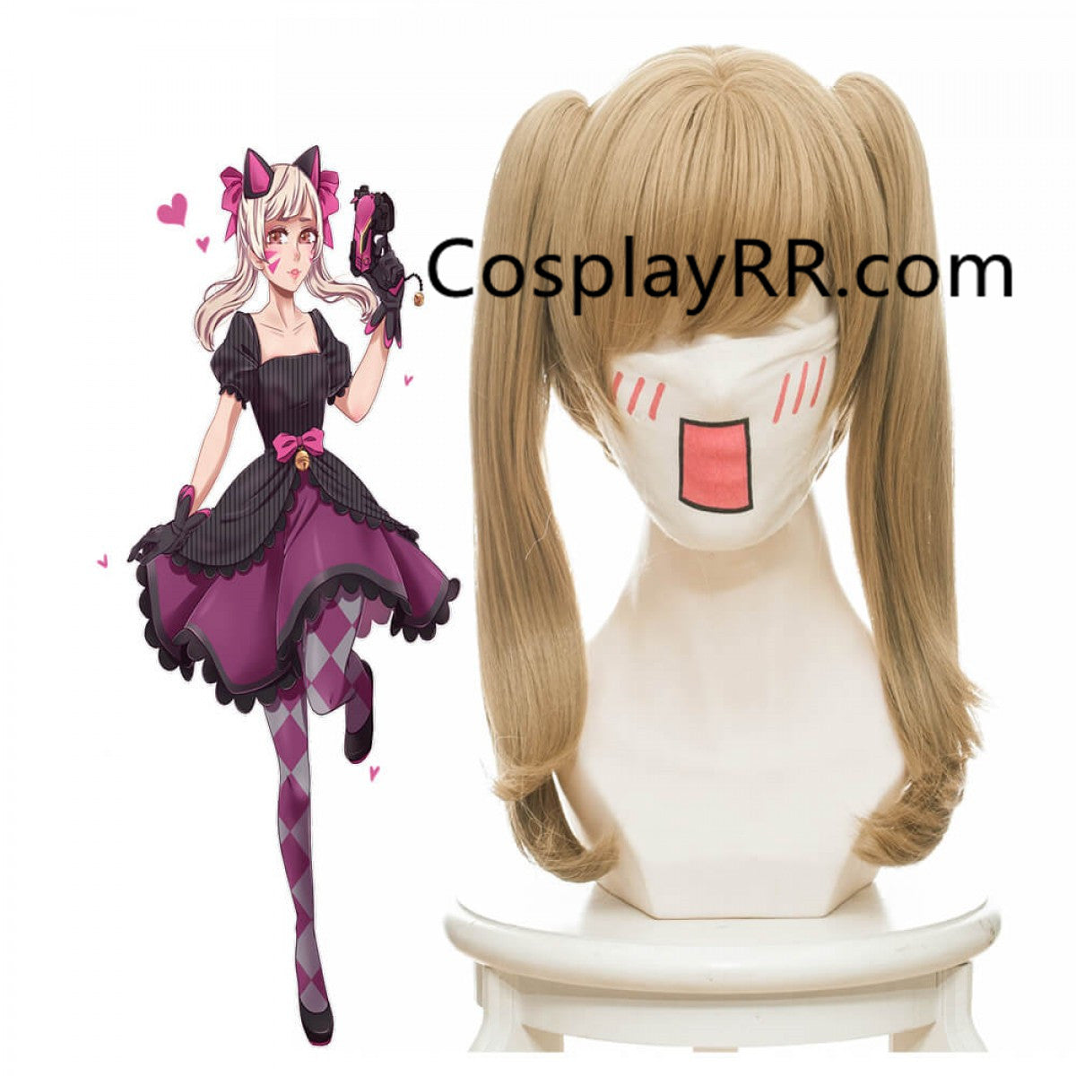 Overwatch Black Cat DVA Hana Song Cosplay Wig