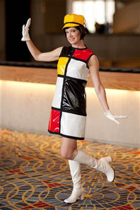 Austin Powers Mondrian Bar Waitress Dress with Hat and Gloves