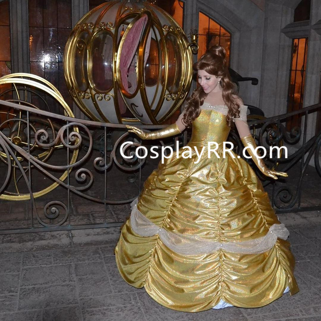 Belle golden dress costume for adult  Cosplayrr