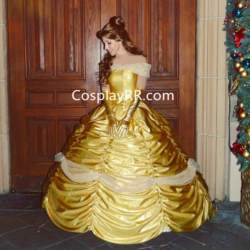 slim fit dress slacks Belle golden dress costume for adult – Cosplayrr