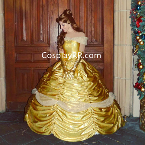 Belle golden dress costume for adult