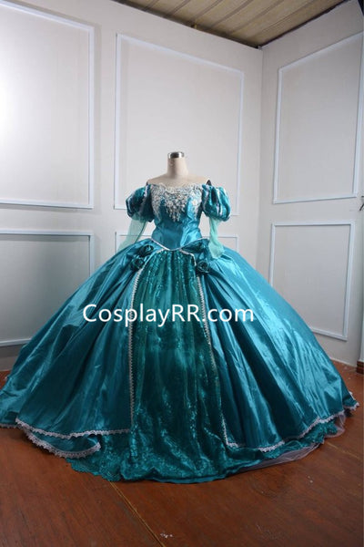 Princess Ariel Blue Dress Cosplay Costume Adults Plus Size
