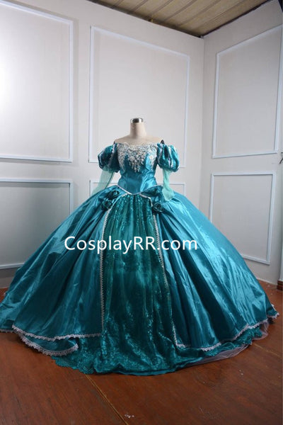 Princess Ariel Blue Dress Cosplay Costume Adults Plus Size