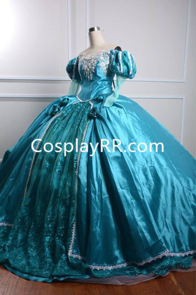 Princess Ariel Blue Dress Cosplay Costume Adults Plus Size