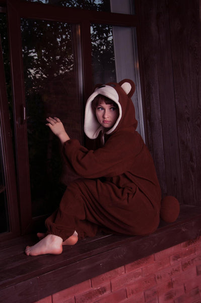 Brown bear kigurumi pajama costume for adult