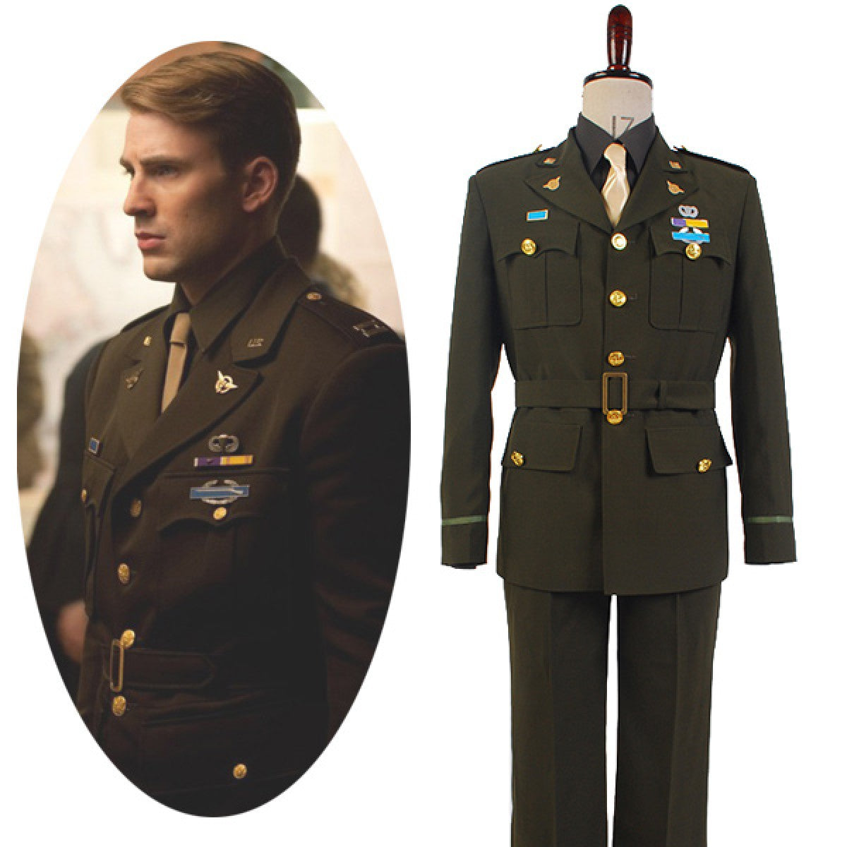 Captain America Steve Rogers Costume WWII Army SSR Uniform Outfits