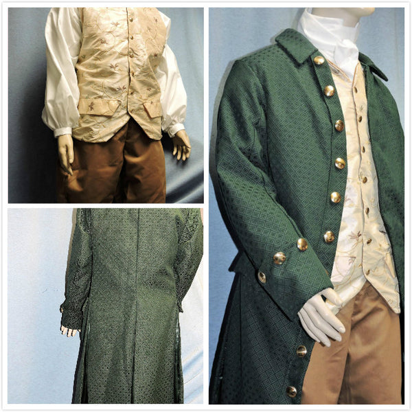 Colonial Victorian Edwardian Frock Coat Waistcoat or vest shirt cravat jabot and breeches