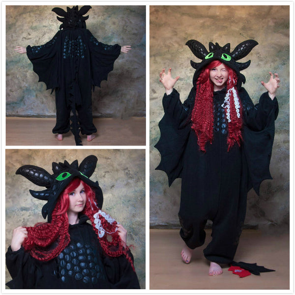 Custom Black dragon kigurumi pajama for adult onesie
