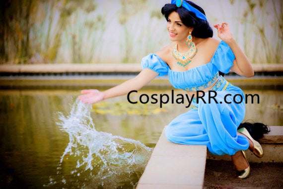 Princess Jasmine Costume for Adult Top+Pants+Headpiece