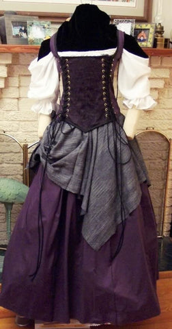Custom Renaissance Corset Purple Dress Witch Wench Costume