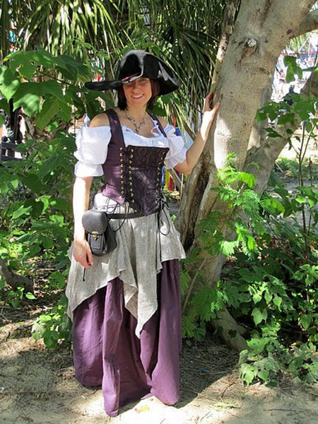 Custom Renaissance Corset Purple Dress Witch Wench Costume