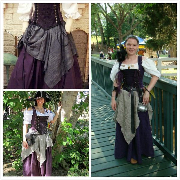 Custom Renaissance Corset Purple Dress Witch Wench Costume