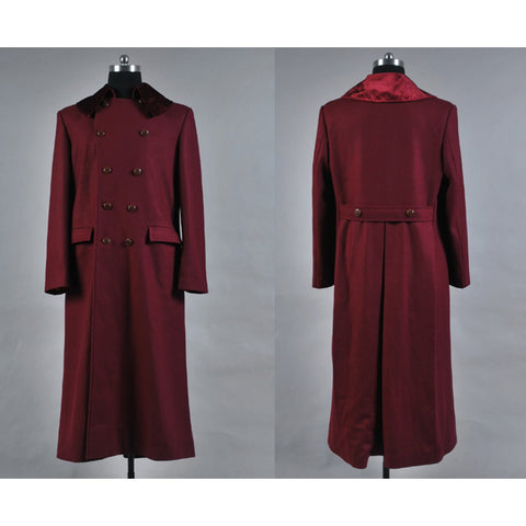 Doctor Who 4th Doctor Costume Red Long Trench Wool Coat