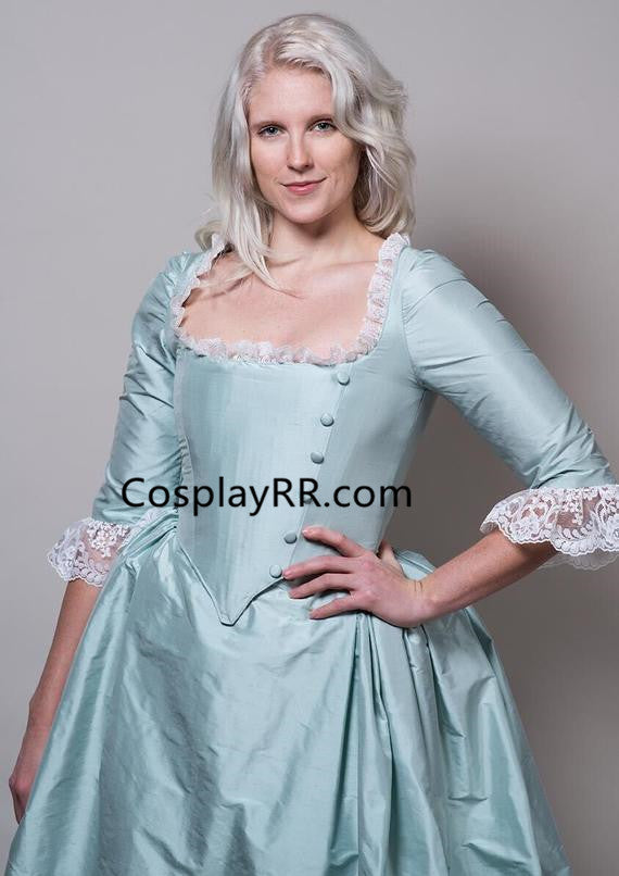 blue colonial dress Colonial Woman Blue Dress Adult Costume main image 0