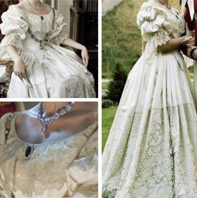 Emily Blunt as Queen Victoria Wedding Dress Cosplay Costume inspired Gown in The Young Victoria