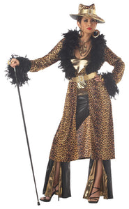 Female Pimp costume for women fur coat with Pimp hat
