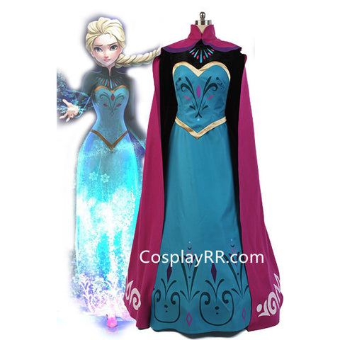 Frozen Elsa Coronation Dress Adult Costume with Cape