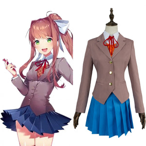 Galgame Doki Doki Literature Club DDLC Sayori Natsuki Yuri Monika Costume School Uniform