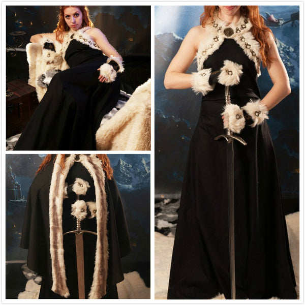 Game of Thrones Celtic Dress Viking Costume with Fur