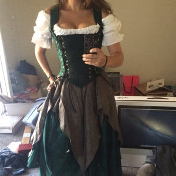 Green Renaissance Dress Witch Wench Gown costume