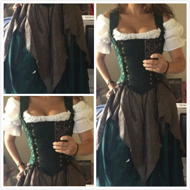 Green Renaissance Dress Witch Wench Gown costume