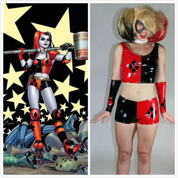 Harley Quinn Cropped Tank Top Shorts Costume Sale