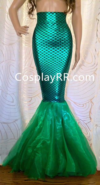 High Waist Fish Scale Mermaid Costume Tail Skirt Halloween Costume