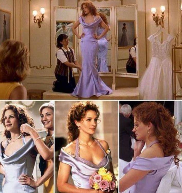 Julia Roberts as Julianne Potter Lavender Mermaid Bridesmaid Dress Stunning Gown in My Best Friend's Wedding
