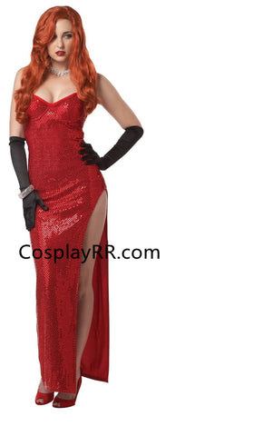 Jessica Rabbit Costume with Gloves Plus Size Cosplay Dress