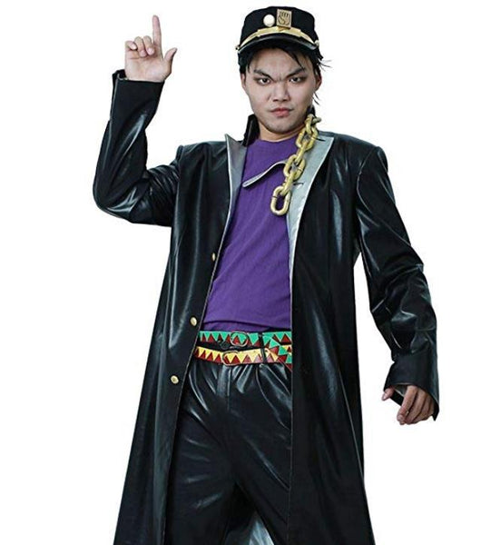 JoJo Costume Jotaro Kujo Leather Costume Adults with cap