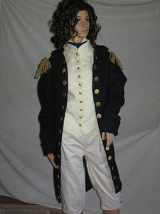 Master and Commander uniform Russell Crowe costume coat, vest, shirt with cravat, and breeches