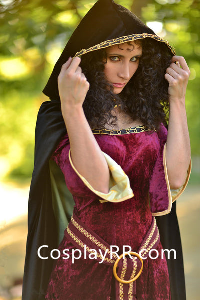 Mother Gothel costume cosplay dress with cape adults