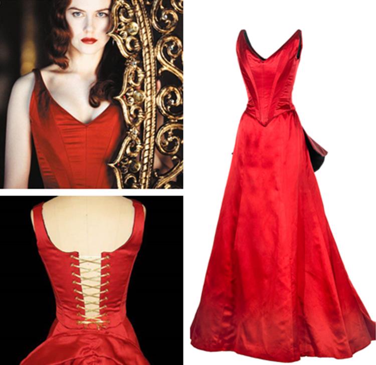 Nicole Kidman as Satine Red Bustle Dress Smoldering Temptress Gown from Moulin Rouge