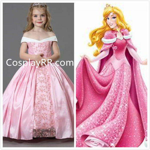 Princess Aurora dress cartoon pattern for girls kids toddler