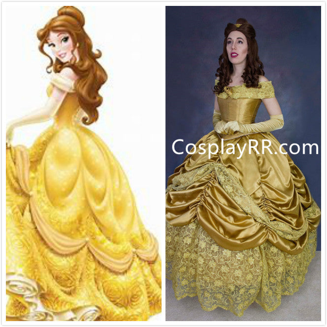 Princess Belle Dress Gold Costume Cosplayrr Princess Belle Dress Gold Costume Cosplayrr