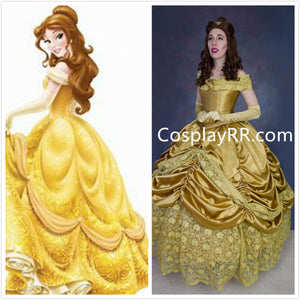 Princess Belle Dress Gold Costume Cosplayrr Princess Belle Dress Gold Costume Cosplayrr