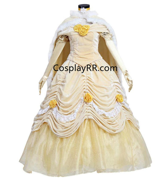 Princess Belle dress with fur cape plus size