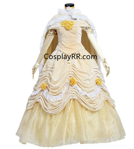 Princess Belle dress with fur cape plus size