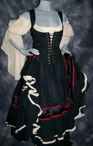 Renaissance Gypsy Dress Pirate Gown Wench Womens Costume