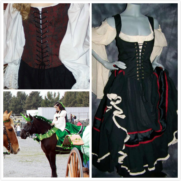 Renaissance Gypsy Dress Pirate Gown Wench Womens Costume