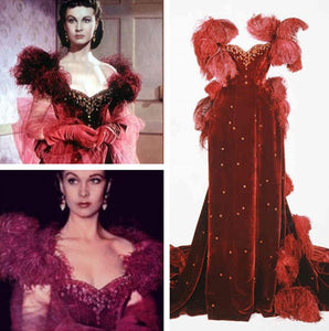 Vivien Leigh as Scarlett O'Hara Costume Red Dress Party Gown in Gone with the Wind