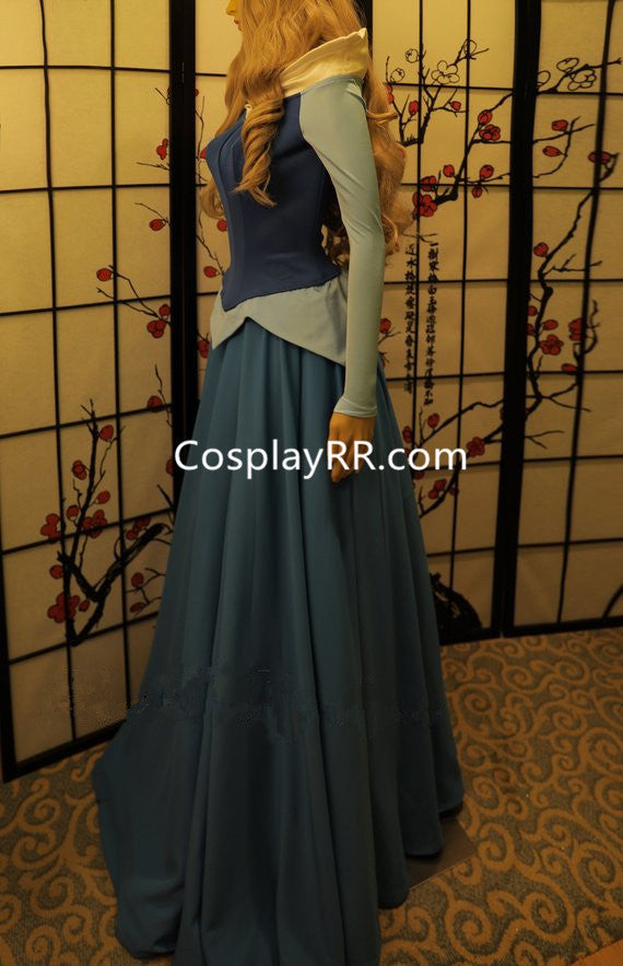 open lace back dress Sleeping Beauty Aurora Dress Blue Costume for Adults – Cosplayrr