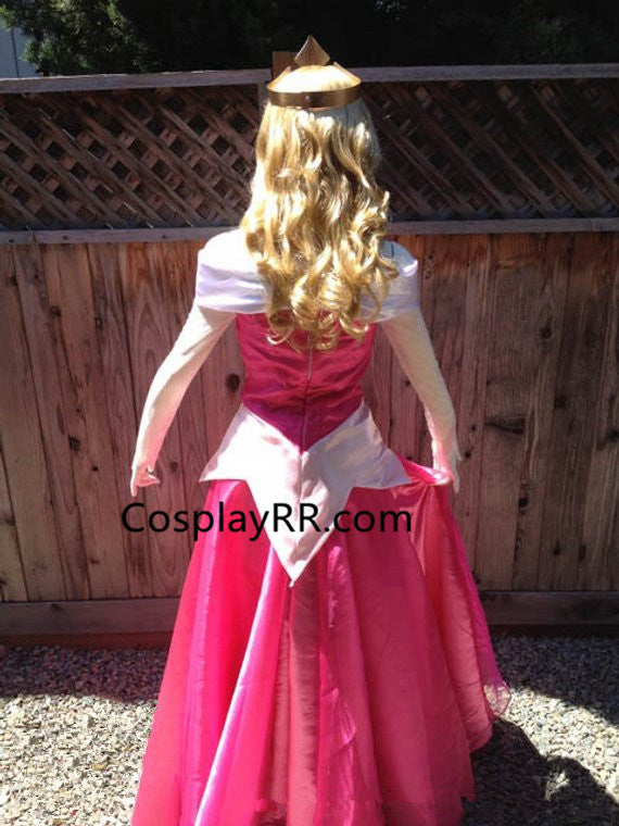 strapless open back dress Princess Sleeping Beauty Aurora Costume Sexy Womens Halloween Costume