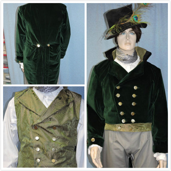 Steampunk Victorian tailcoat vest waistcoat shirt pants or breeches lace jabot or cravat and hat
