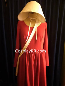 Handmaid's Tale Costume with Dress,Bonnet,Bag
